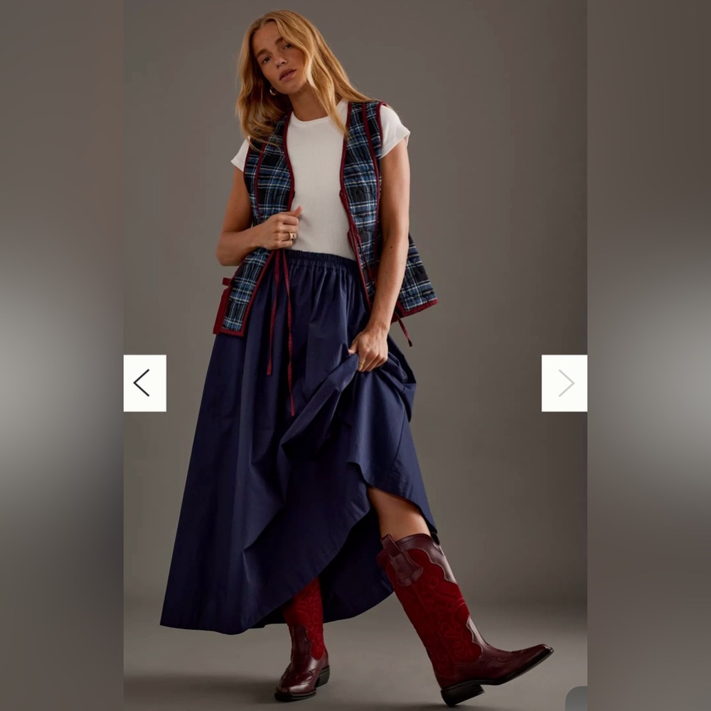 Damson Madder Anthropologie Alva Bow Gilet Vest Quilted Utility Blue Maroon 14 - Picture 3 of 16